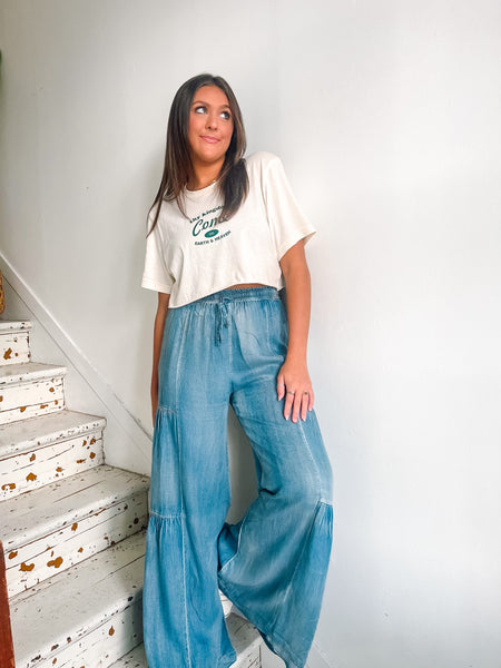 Tiered chambray pant